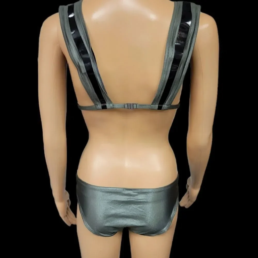 Gun Metal and Patent Leather Bikini